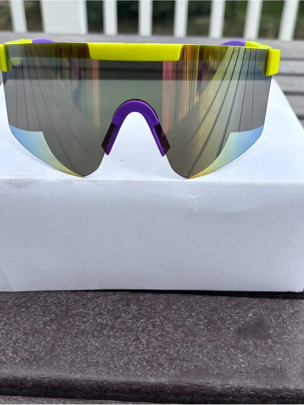 Neon Yellow & Purple Shield Sunglasses for Men